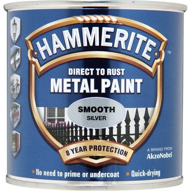 Hammerite Direct to Rust Smooth Silver Metal Paint - 250ML