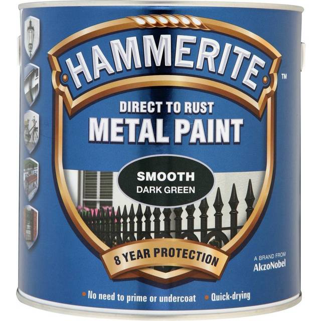 Hammerite Direct to Rust Metal Paint Smooth Finish, Dark Green 2.5L