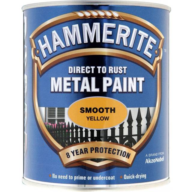 Hammerite Direct to Rust Smooth Yellow Metal Paint - 750ML