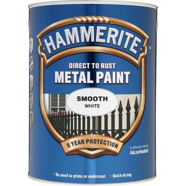 Hammerite Smooth White Direct to Rust Metal Paint 5L