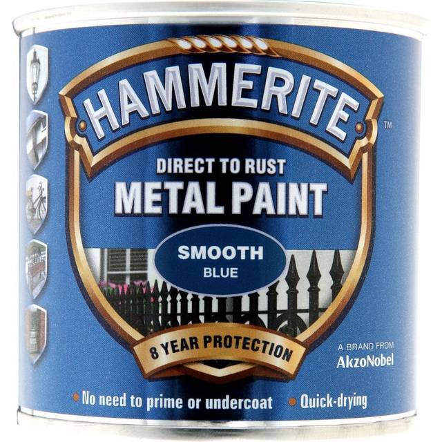 Hammerite Direct to Rust Smooth Blue Metal Paint - 250ML - Blues