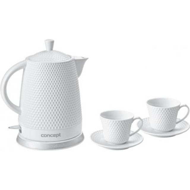 CONCEPT hushållsapparater RK-0040 keramisk vattenkokare 2 koppar 1,5 l 2200 W, vit