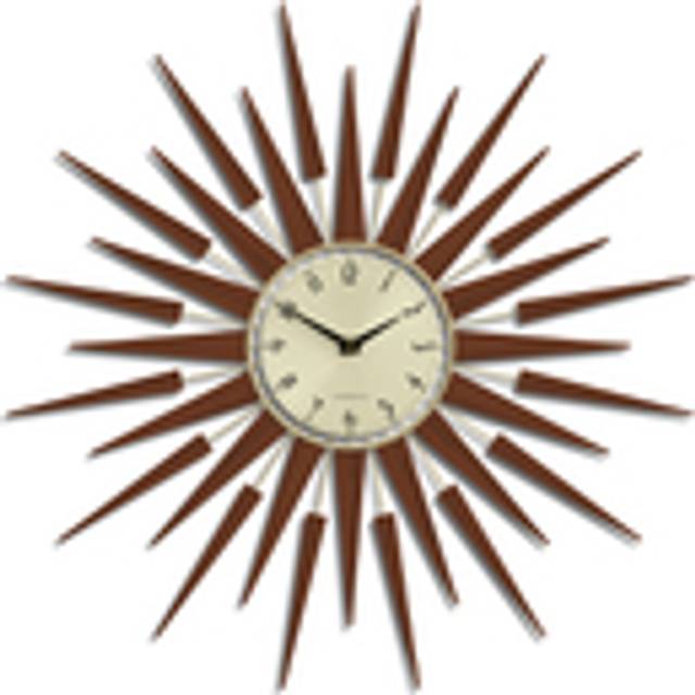 Newgate Clocks Pluto Retro Sunburst Wall Clock, Dia.65cm, Brown