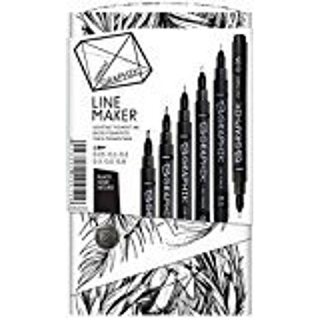 Derwent Set of 6 Fine Line Maker Pens - Black