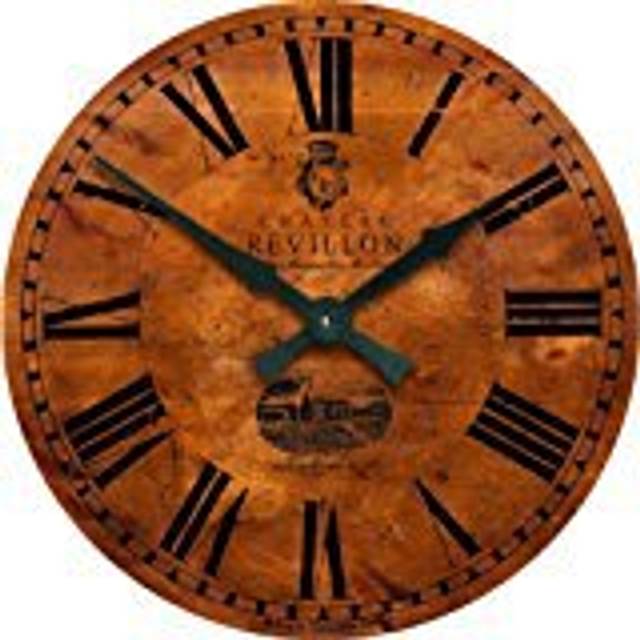 Large French Wine Château Wall Clock - Brown (50cm W X 50cm H X 3cm D)