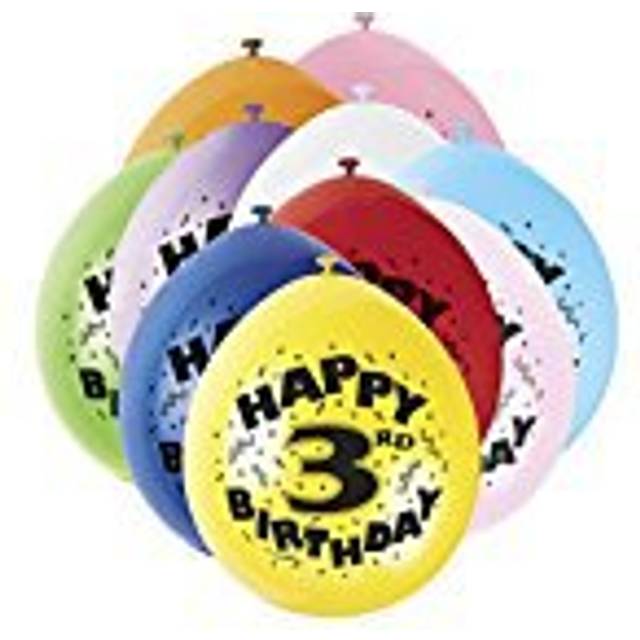 3rd Birthday Latex Balloons - 10 Pack