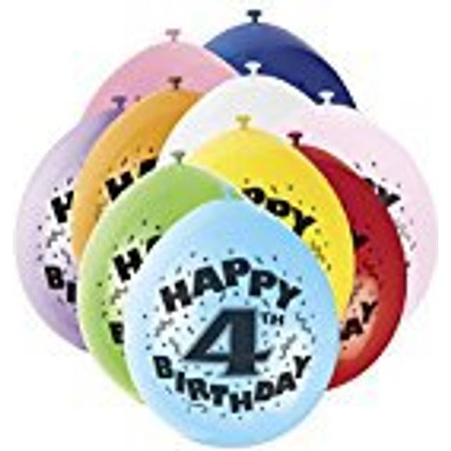 4th Birthday Latex Balloons - 10 Pack