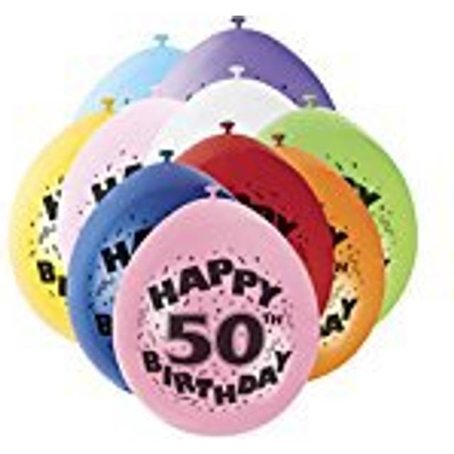 50th Birthday Latex Balloons - 10 Pack