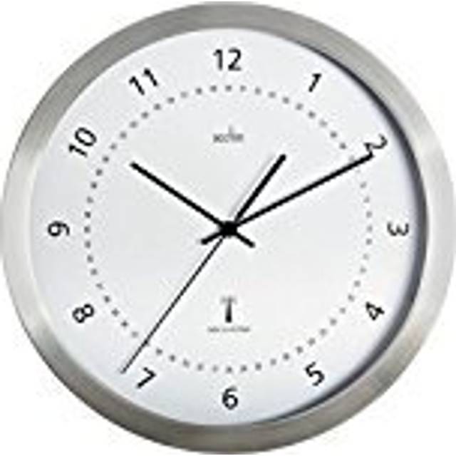 Acctim Kaava Wall Clock Radio Controlled Brushed Aluminium Around the World Numbers 30cm - Silver (30cm W X 30cm H X 5.3cm D)