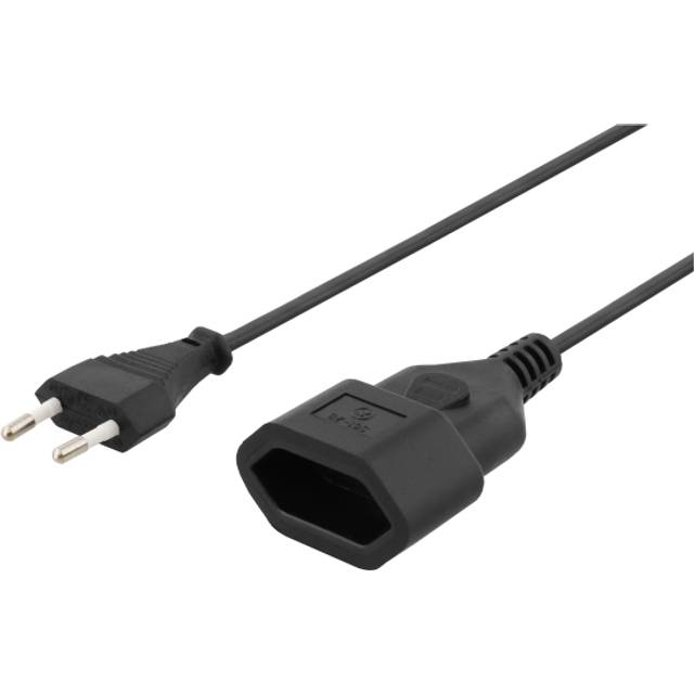 DELTACO ojordad apparatkabel, CEE 7/16 till IEC 60906-1, 1m, svart