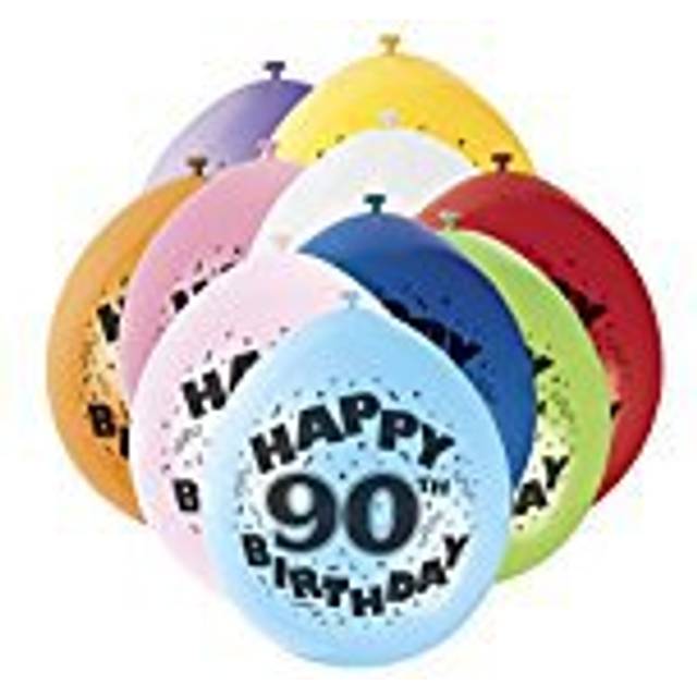 90th Birthday Latex Balloons - 10 Pack