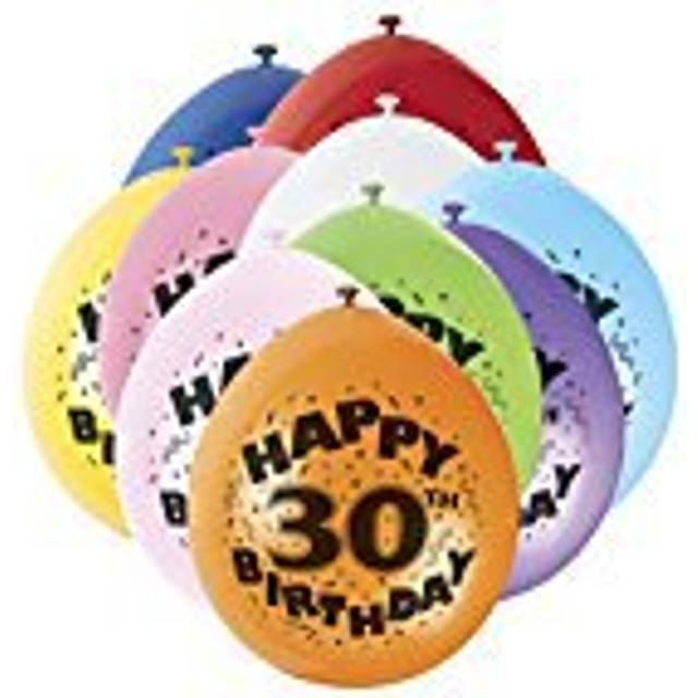 30th Birthday Latex Balloons - 10 Pack