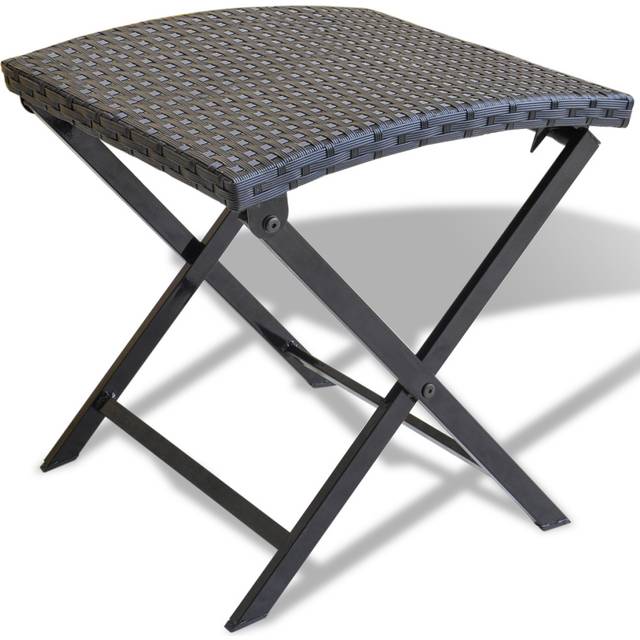 vidaXL Folding Stool Poly Rattan Black