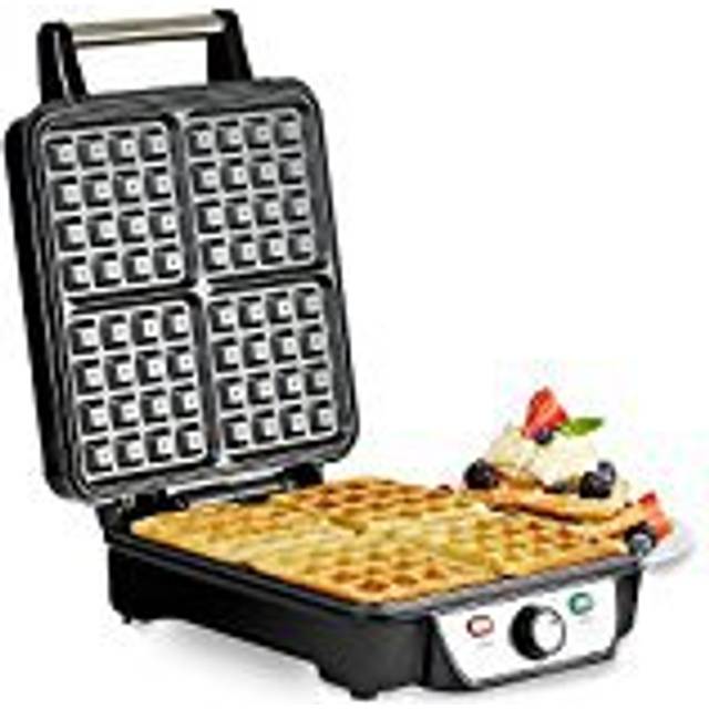 Andrew James Belgian 4 Slice Waffle Maker | Non-Stick Four Waffle Making Machine | 1100 Watts | Adjustable Temperature | Delicious Breakfasts and