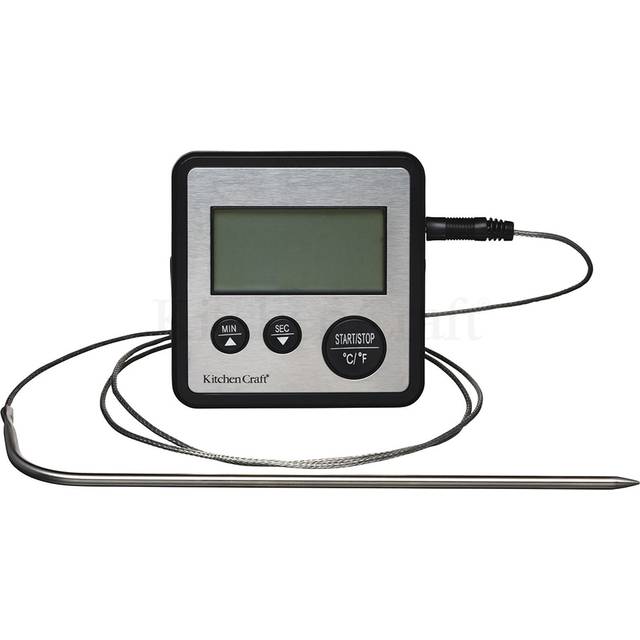 KitchenCraft Digital Cooking Thermometer and Timer - Black