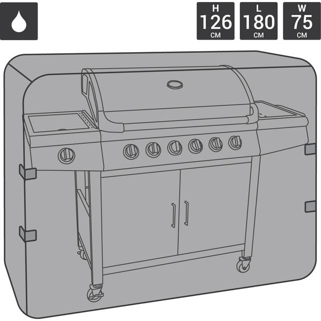 Charles Bentley X-Large 6 to 7 Burner Gas BBQ Waterproof Cover - Black