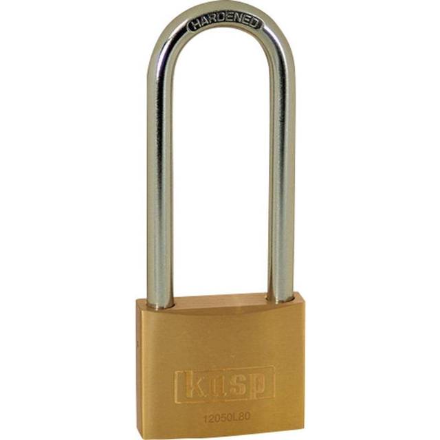 K12050L80D 50 x 80 mm Brass Padlock with Long Shackle, Gold