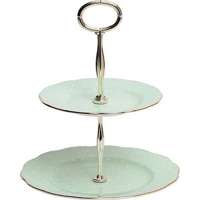 Royal Albert Polka Rose Vintage 2 Tier Cake Stand - Green
