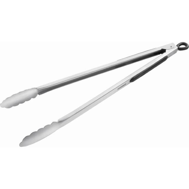 Serving tongs locking food all purpose cooking black silicone handle 16" 40cm