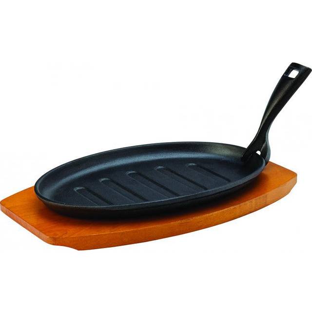 "Utopia Cast Iron & Boards, MH7009-000000-B01001, Sizzle Platter 10.75"" (27cm) - with Wooden Base (Box of 1),Black"