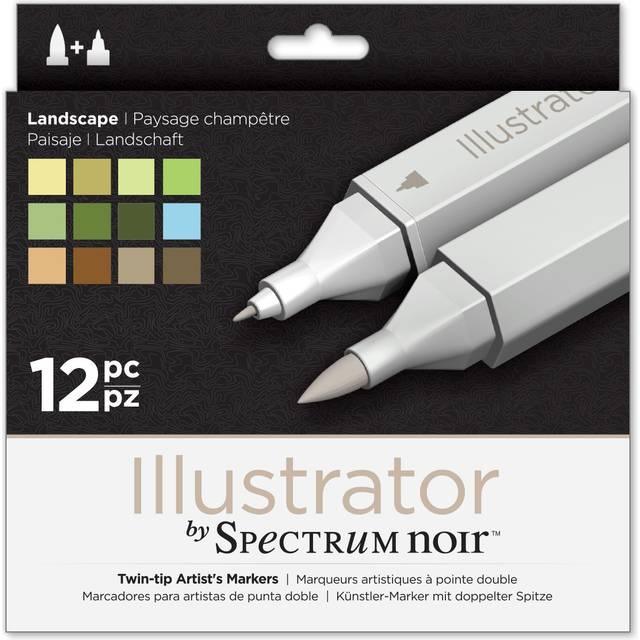 Illustrator Alcohol Dual Nib Marker Pens, Landscape, Pack of 12, 19 x 18.4 x 2.1 cm