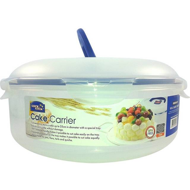 Lock & Lock Round Cake Box - Clear/Blue, 5.5 L