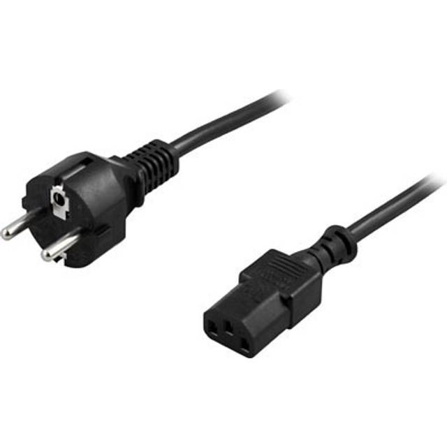 DELTACO apparatkabel, PC & vägguttag, rak CEE 7/7 - rak IEC C13, 2m (DEL-109M)