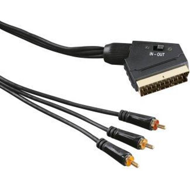 Kabel Video Scart-3xRCA Guld Svart 1.5m