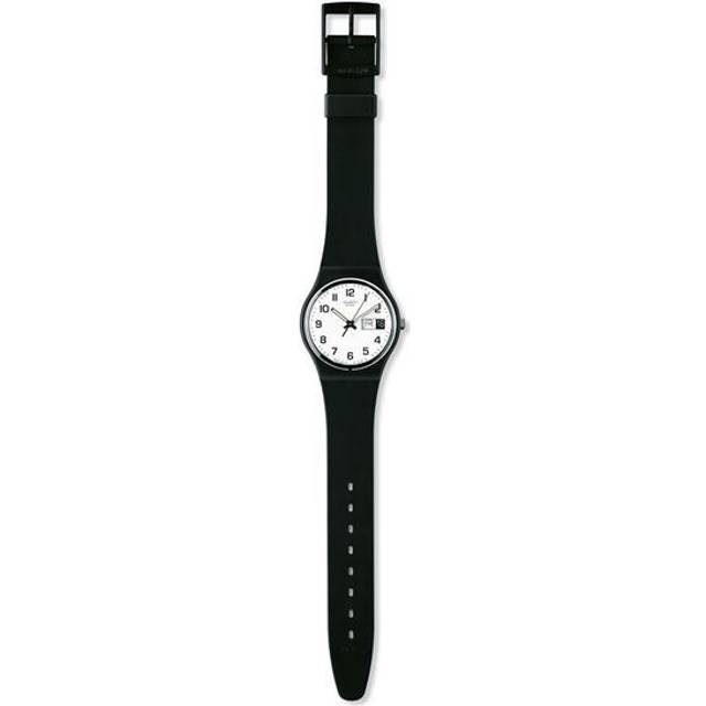 Swatch Black Rubber Strap White Dial with Date Watch GB743-S26