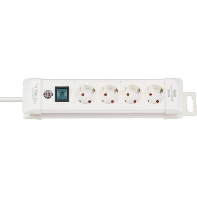 Brennenstuhl 1952240100 4-Vägs Strömremsa med 1.8 m Lång Kabel, Vit