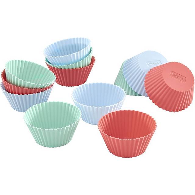 Lurch 83013 FlexiForm muffinslin/muffinsformar set om 12 av 100% BPA-fri platina silikon, innermått 6,6 x 3,1 cm, pastellblandning