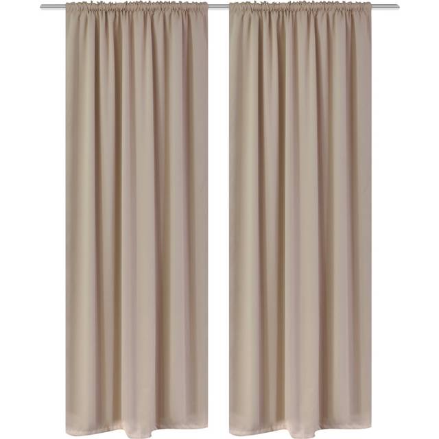 Mörkläggningsgardiner med kanaler 2 st 135 x 245 cm gräddvit