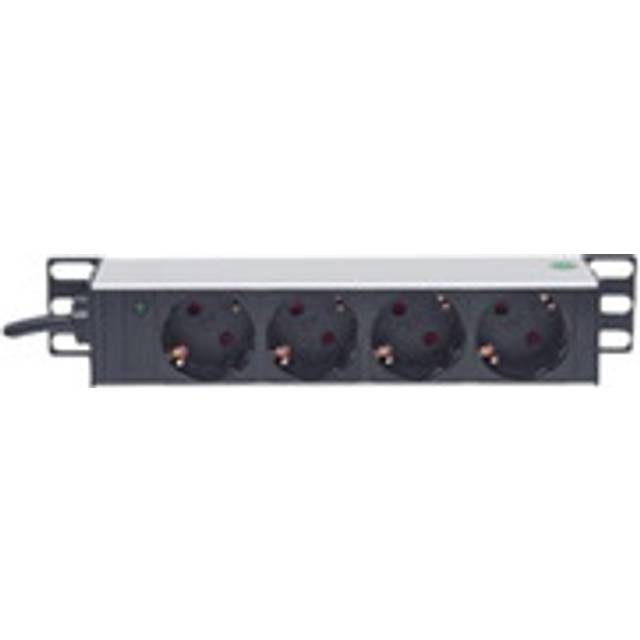 Intellinet 10' 1U Rackmount 4-Way Power Strip - German Type', With Power Indicator, No Surge Protection, 1.8m Power Cord (Euro 2-pin plug)