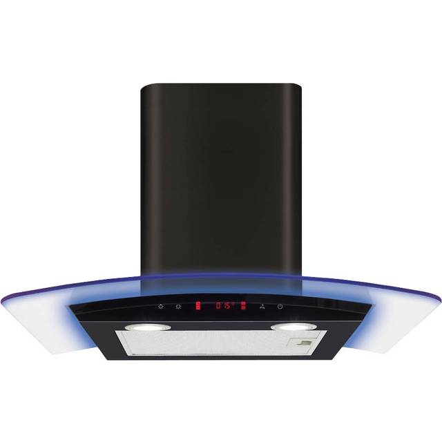 CDA EKP70BL Curved glass extractor with edge lighting, Ducted/re-circulating, Edge lighting in 3 colours