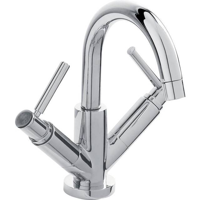 Tec Lever Cloakroom Mono Basin Mixer Tap Dual Handle with Waste - Chrome - Hudson Reed