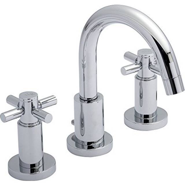 Hudson reed tec crosshead 3-hole basin mixer tap with pop up waste - chrome