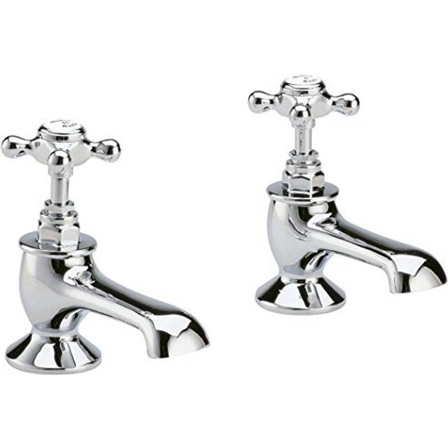 Topaz Hexagonal Crosshead Bath Taps Pair - Chrome - Hudson Reed