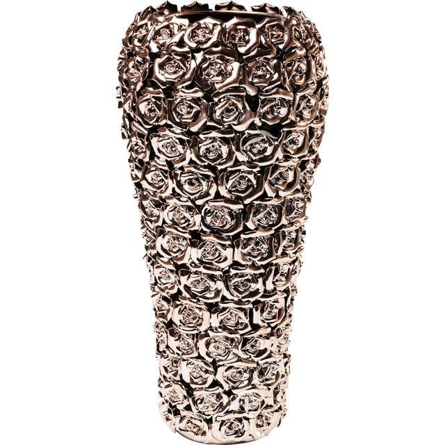 Kare Design Vase Rose Multi Chrome Big, Silver, Vase, Stoneware, Chrome Plated, Handmade, 45x22x22cm (h/w/d)