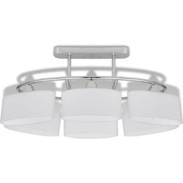 vidaXL Ceiling Lamp with Ellipsoid Glass Shades for 6 E14 Bulbs - White