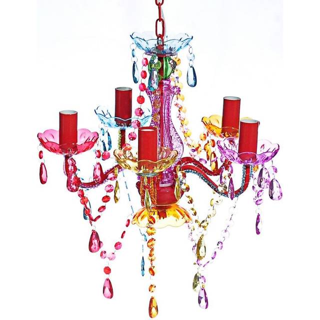 vidaXL Crystal Light 5 Bulbs Pink