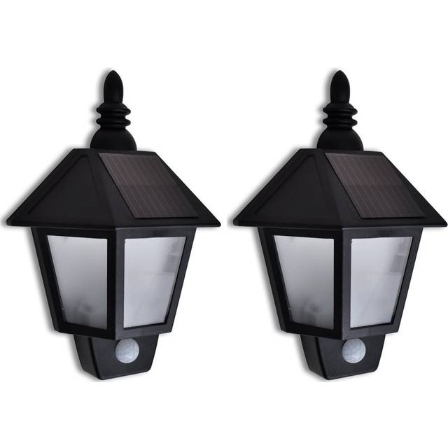 vidaXL Solar Wall Lamp with Motion Sensor 2 pcs - Black