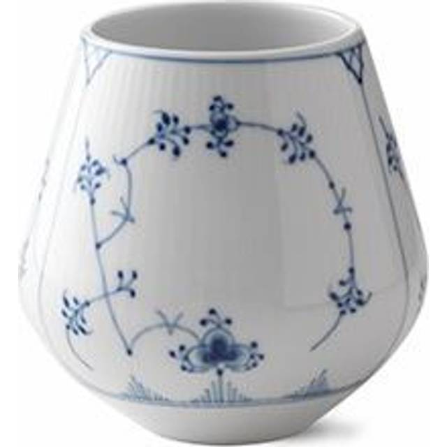 Royal Copenhagen Blue Fluted Plain vas 20,5 cm - H: cm. Vaser Från Magasin - Hvid, Blå (H: 20,5 cm.)