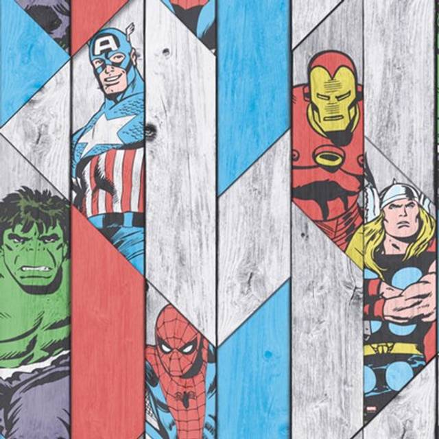 Marvel Wood Panel Multicolour Wallpaper - 0.1 x 52 x 1000cm
