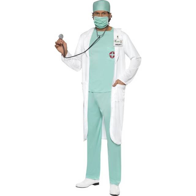 Doctor Men's Costume Uomo: Medium White - Mens Fancy Dress Adult Hospital -  doctor costume mens fancy dress adult hospital surgeon outfit smiffys
