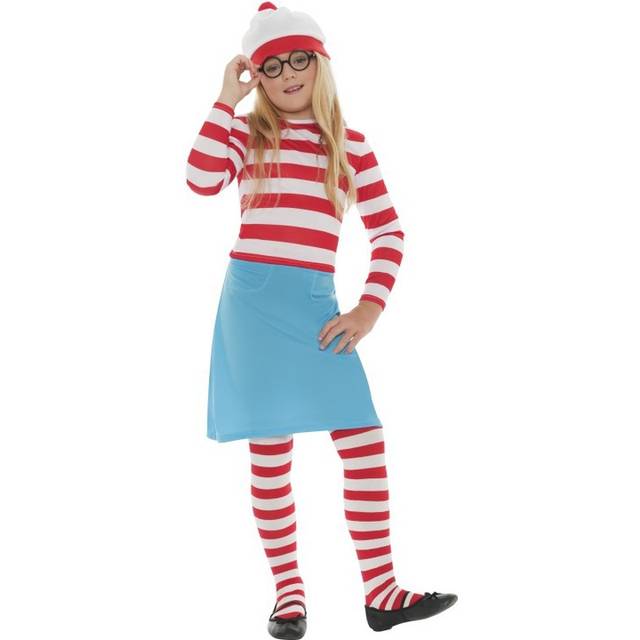 Red And White Children's Where's Wally Wenda Fancy Dress Costume. -  wheres costume wenda fancy dress book girls outfit childrens day kids