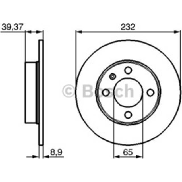 Bromsskiva Bosch - VW - Polo, Lupo. Seat - Ibiza, Cordoba, Arosa