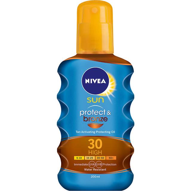 Nivea Sun Protect & Bronze Oil Spray SPF30 200ml - Bedste sololie - Dinskønhed.dk