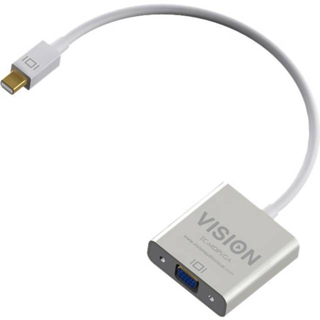 VISION Professional installation-grade Mini DisplayPort to VGA adaptor - LIFETIME WARRANTY - LIFETIME WARRANTY - maximum resolution 1920 x 1080 - does not convert VGA to DP - hotplug - mDP (M) to VGA (F) - overall length 220 mm - outer diameter 5.5 mm - 3