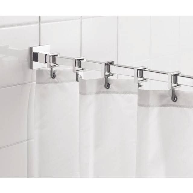 AD116441 Square Section Shower Curtain Rod With Rings Maximum Length 2500mm Chrome