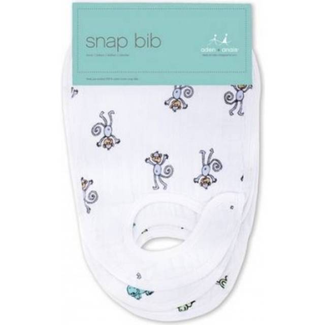 aden + anais jungle jam, haklapp med tryckknappar, muslin av 100% bomull, 22 cm x 30 cm, 3-pack